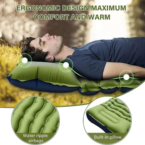 NNEOBA Ultra-Thick Inflatable Sleeping Pad with Headrest