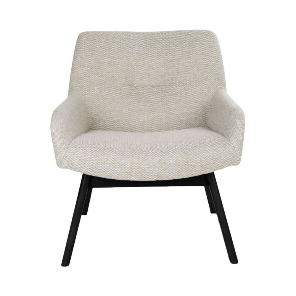LONDON - Fauteuil en tissu et pieds en bois noir ecru