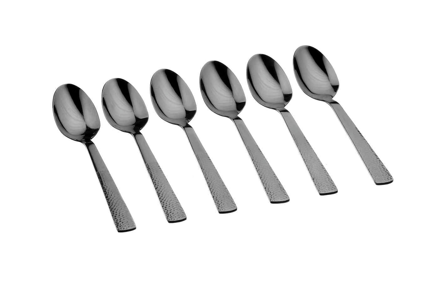 NUDE - Lot de 6 petites cuillères en inox noir