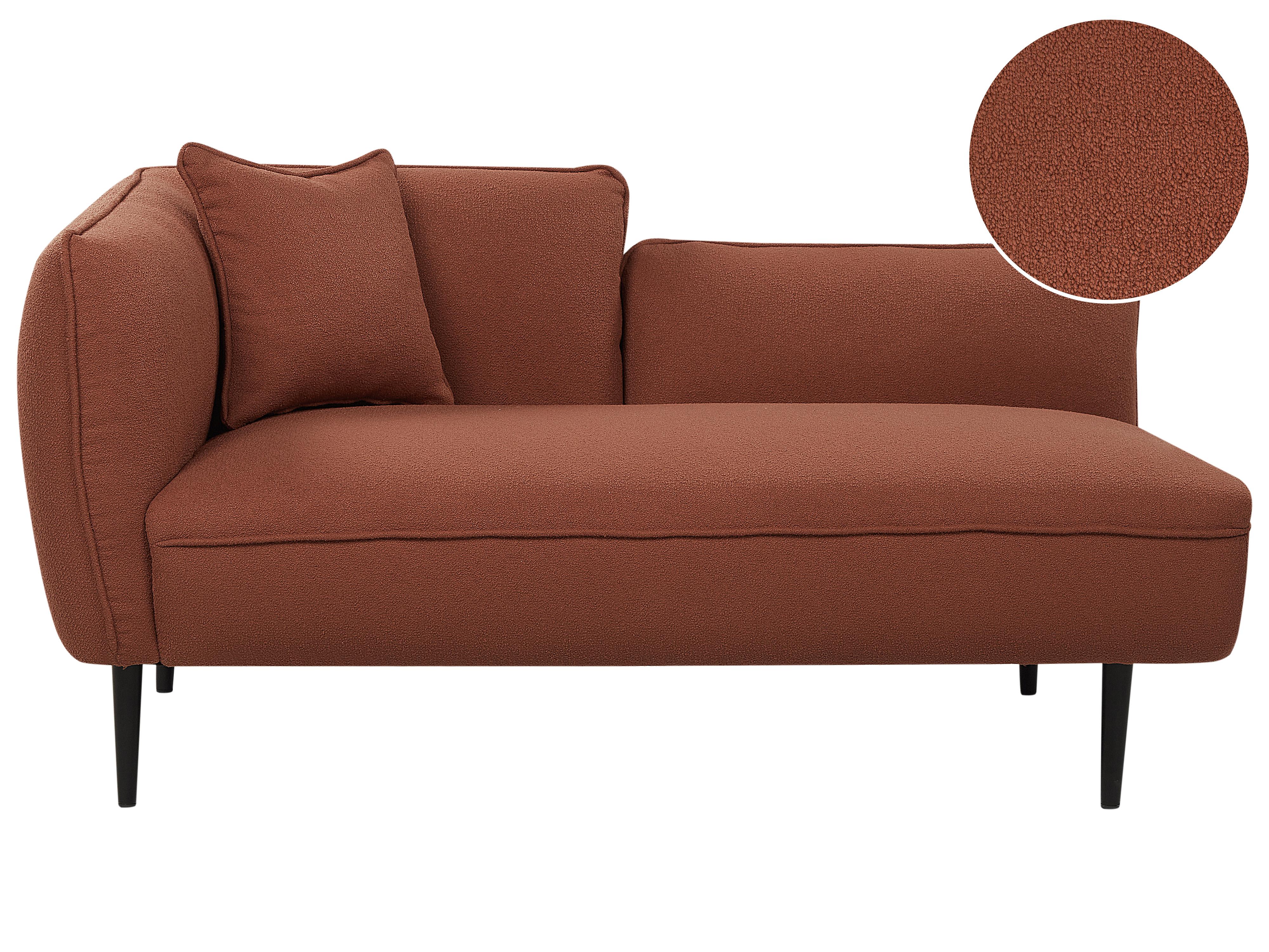 Left-Hand Chaise Longue CHEVANNES Boucle Dark Red