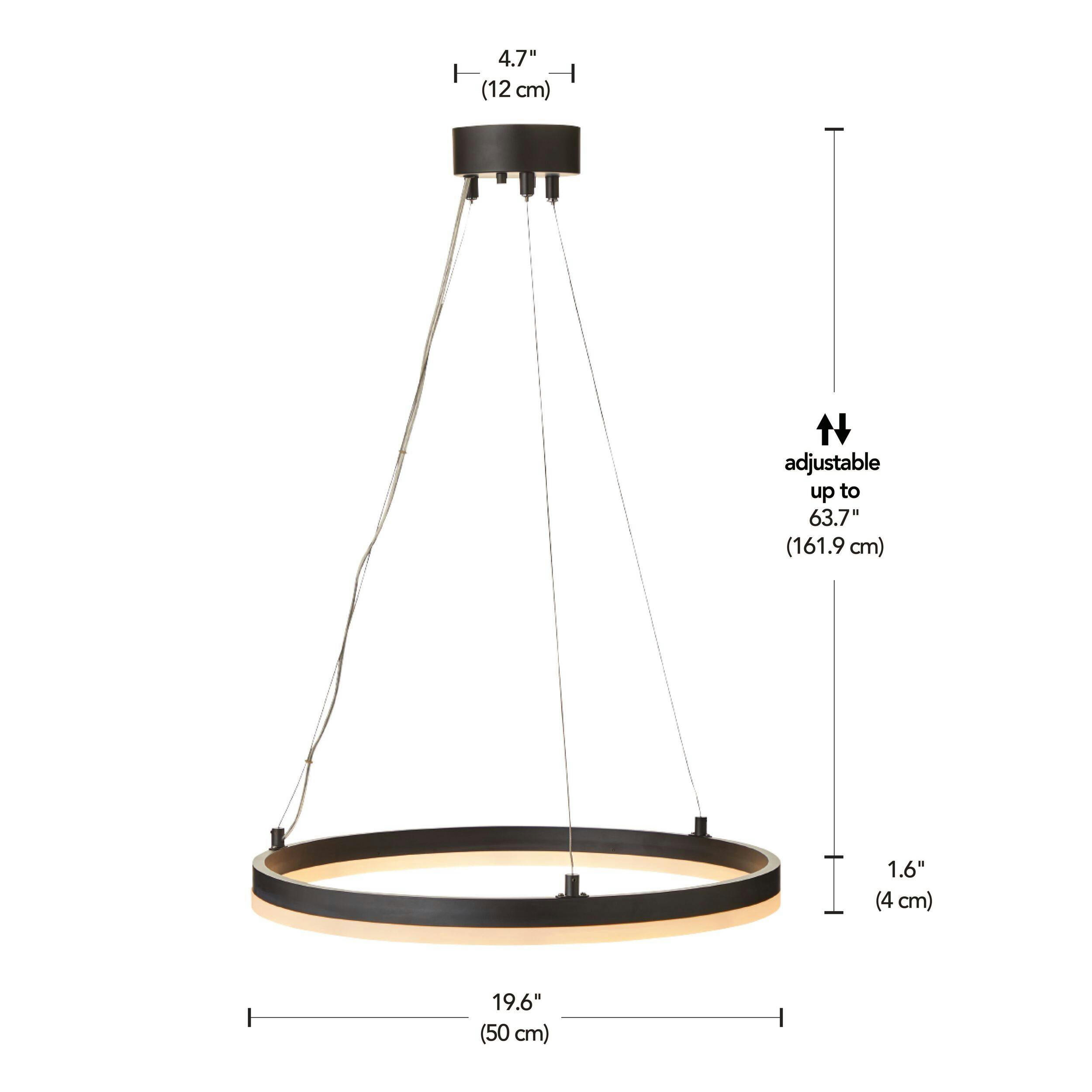 CANVAS Shaw Round LED Pendant Light with Wire Cables, Matte Black