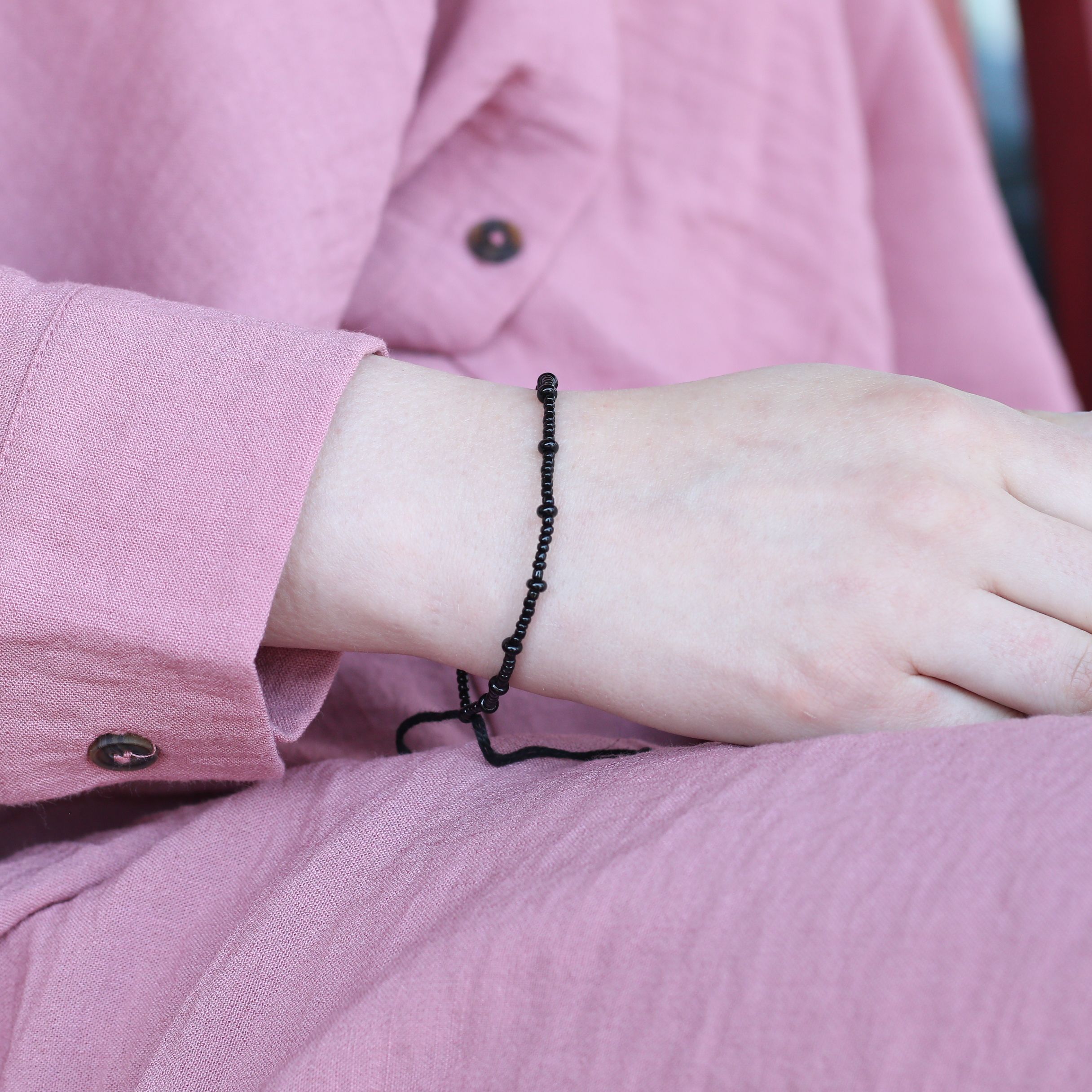 The Colourful Aura Mangalsutra Nazaria Everyday Black Beads Elegant Asian Indian Daily Bracelet