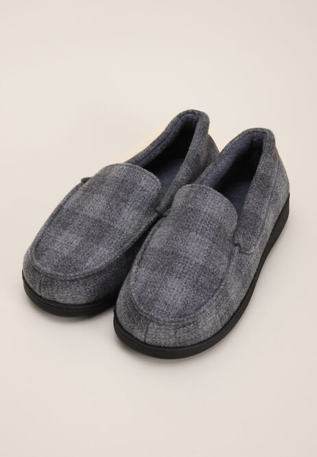 Mens Grey Check Closed Back Apron Slippers