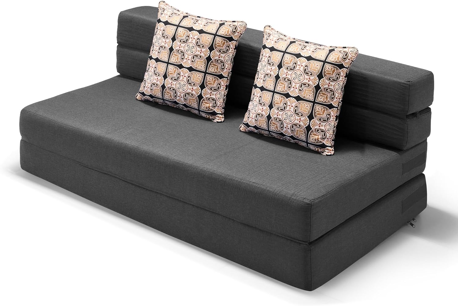 ARTPLAN Convertible Folding Sofa Bed, High-Density Memory Foam Sofa with a Fluffy Pillow, Modern Futon Floor Couch Guest Twin Bed for Living Room/Dorm/Guest Use/Home Office/Apartment,Dark Grey