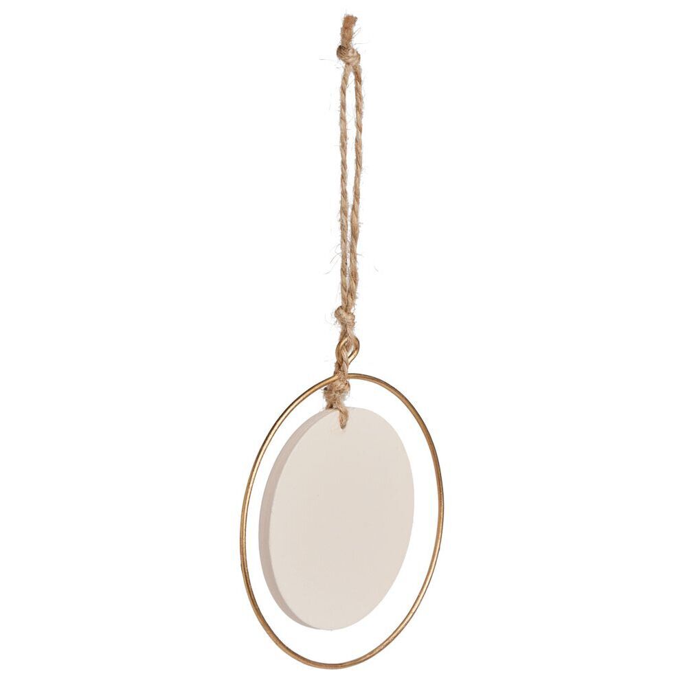 Suspension anneau doré avec cercle blanc 8xH17cm