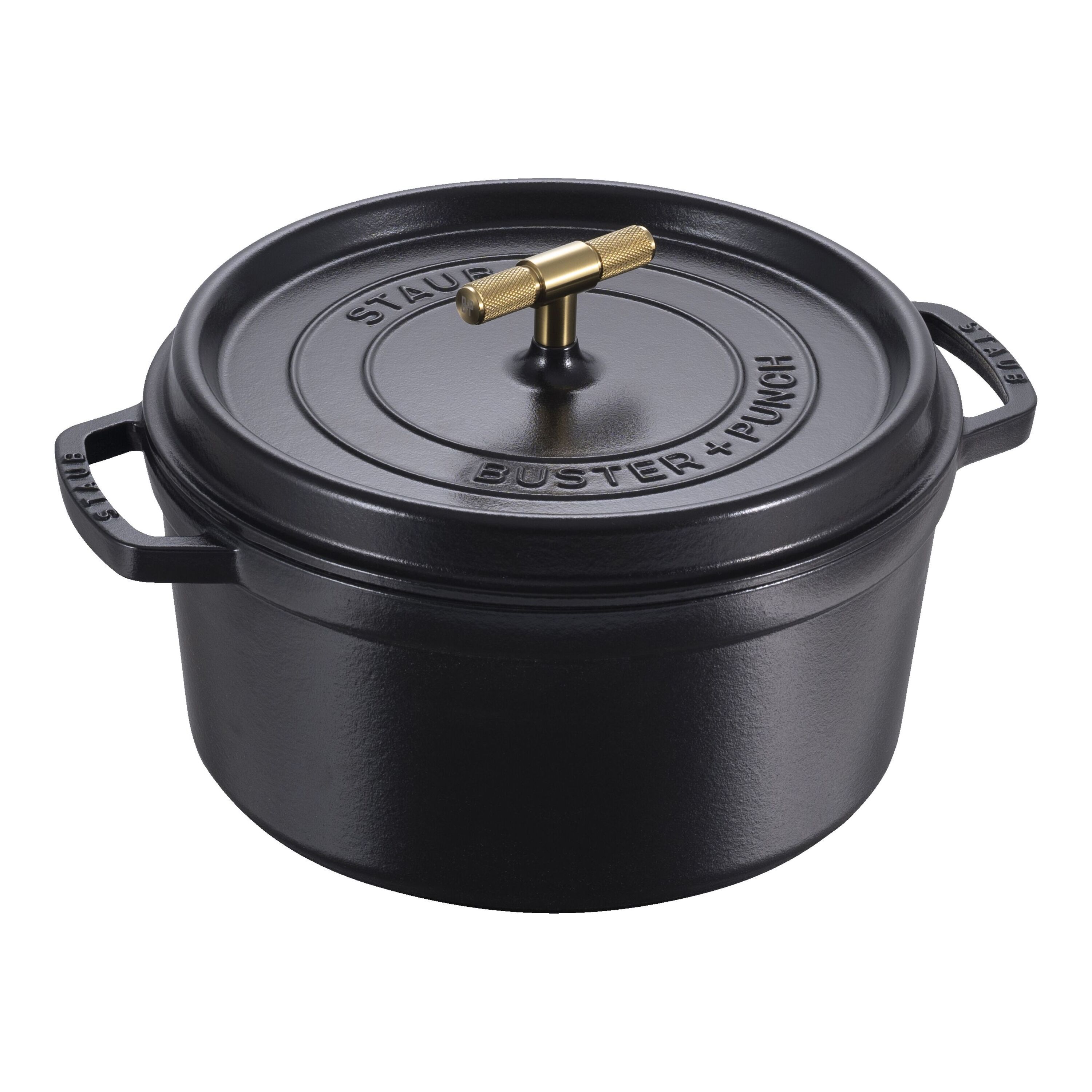 28 cm round Cast iron Cocotte Buster Punch black