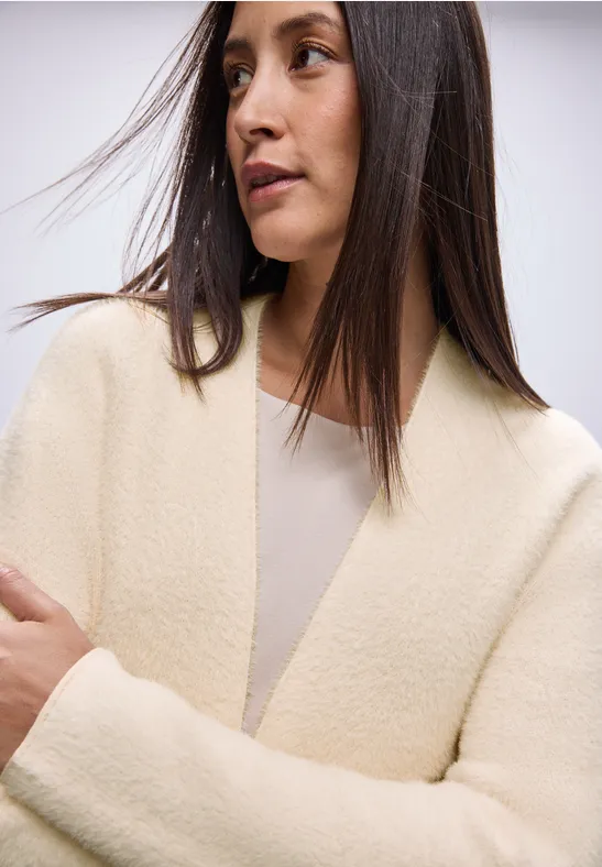 Offener Federgarn-Cardigan