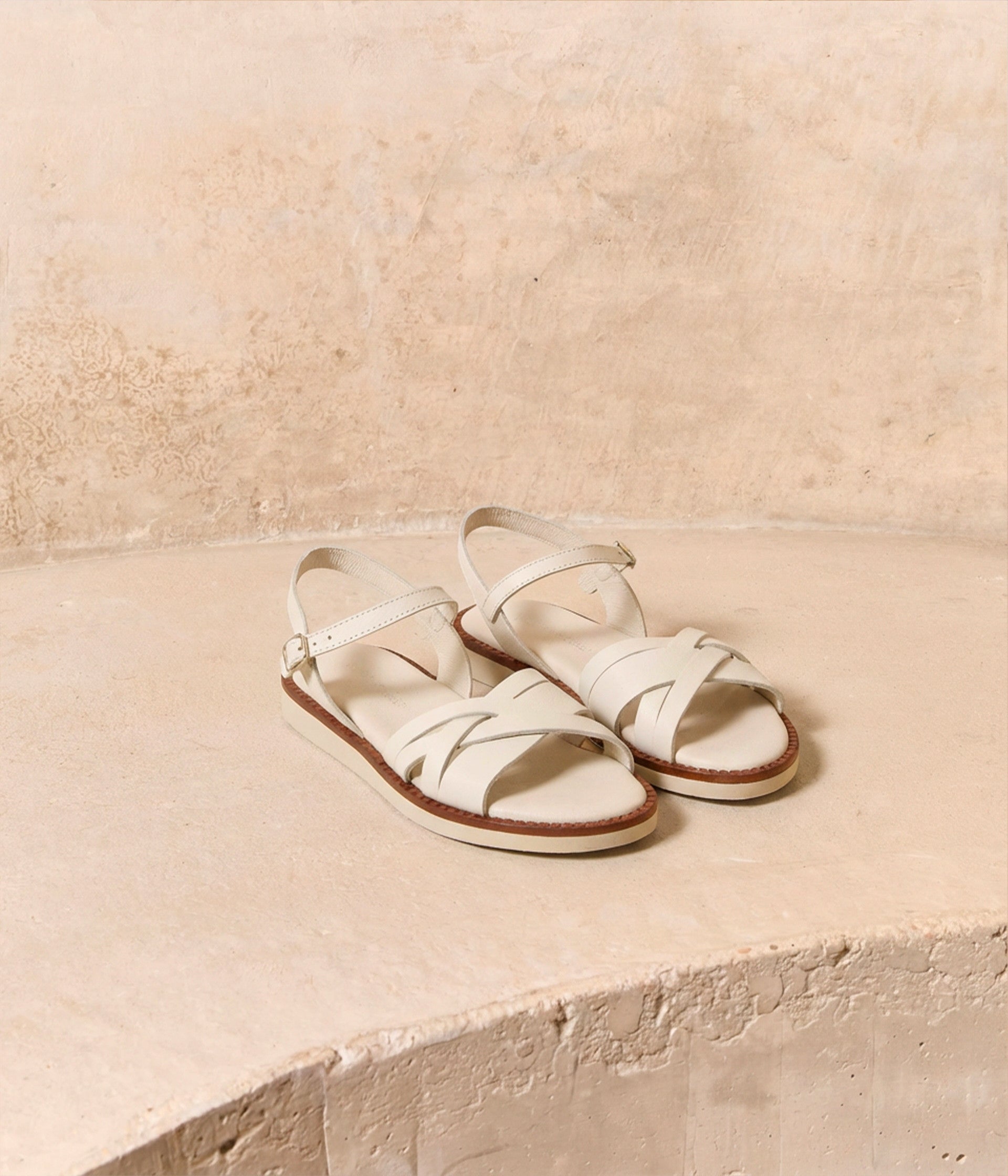 Sandales en cuir écru Idylle