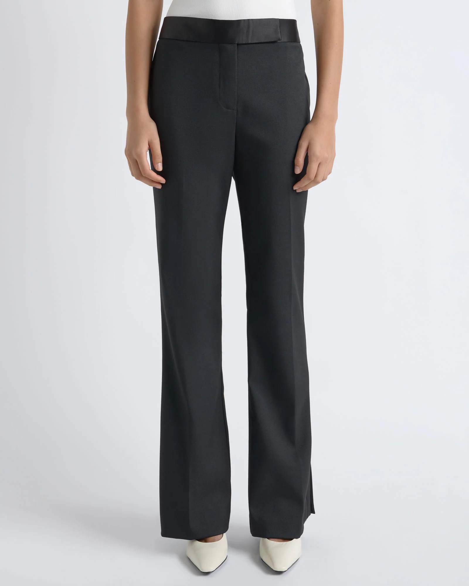 Satin Waistband Straight Leg Pant