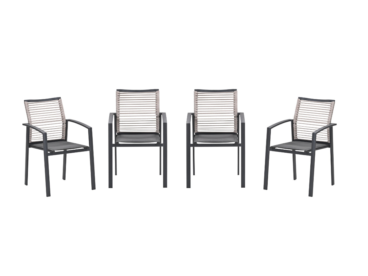 Garden Impressions Cosmo tuinstoelen set van 4 – carbon black / rope natural