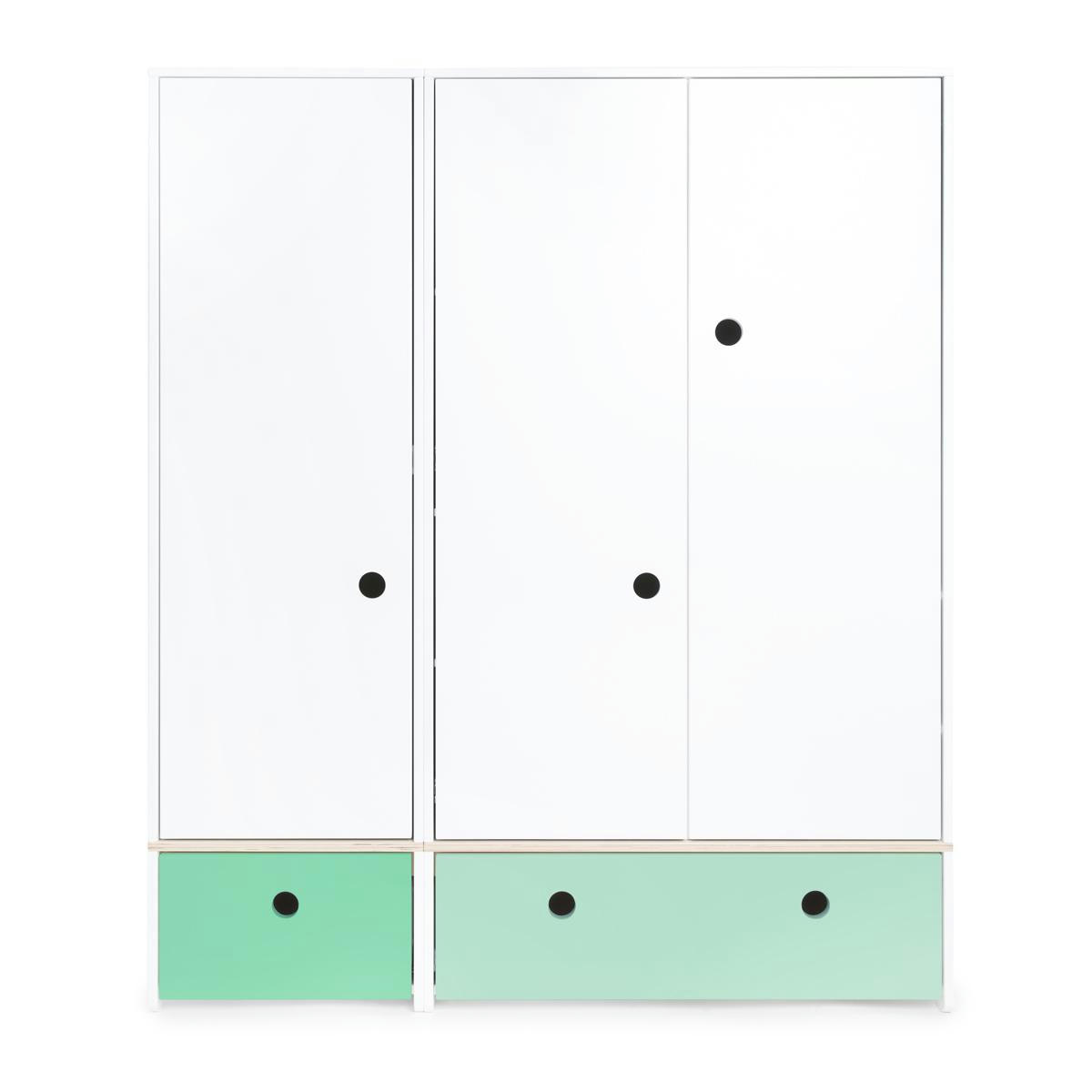COLORFLEX - Armoire 3 portes façades tiroirs vert ocean
