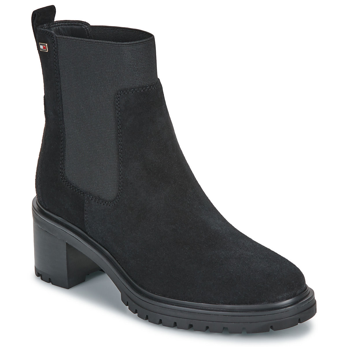 Tommy Hilfiger - FLAG MID HEEL SUEDE CHELSEA - Black