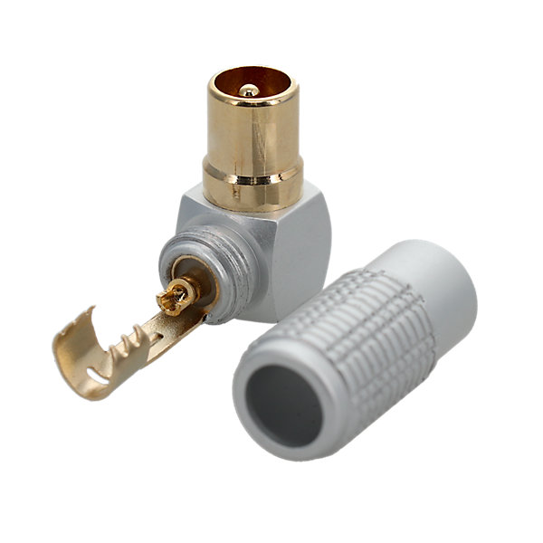 Fiche TV 9.5 mm - Mâle coudée 90° à souder - connecteurs plaqués or - Erard