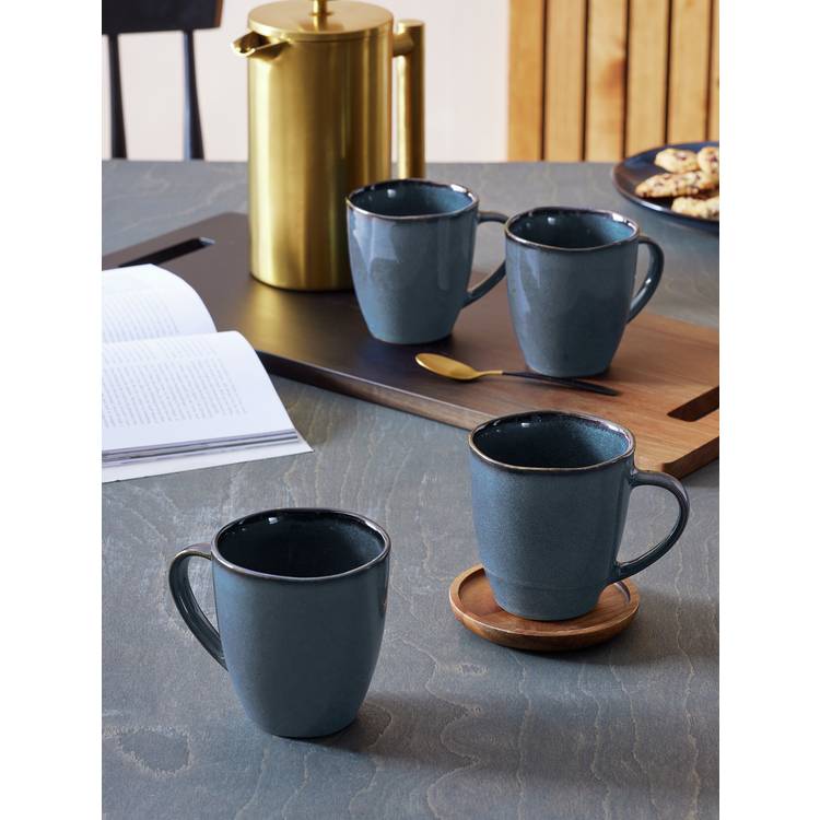 Habitat Set of 4 Reactive Stoneware Mugs - Navy