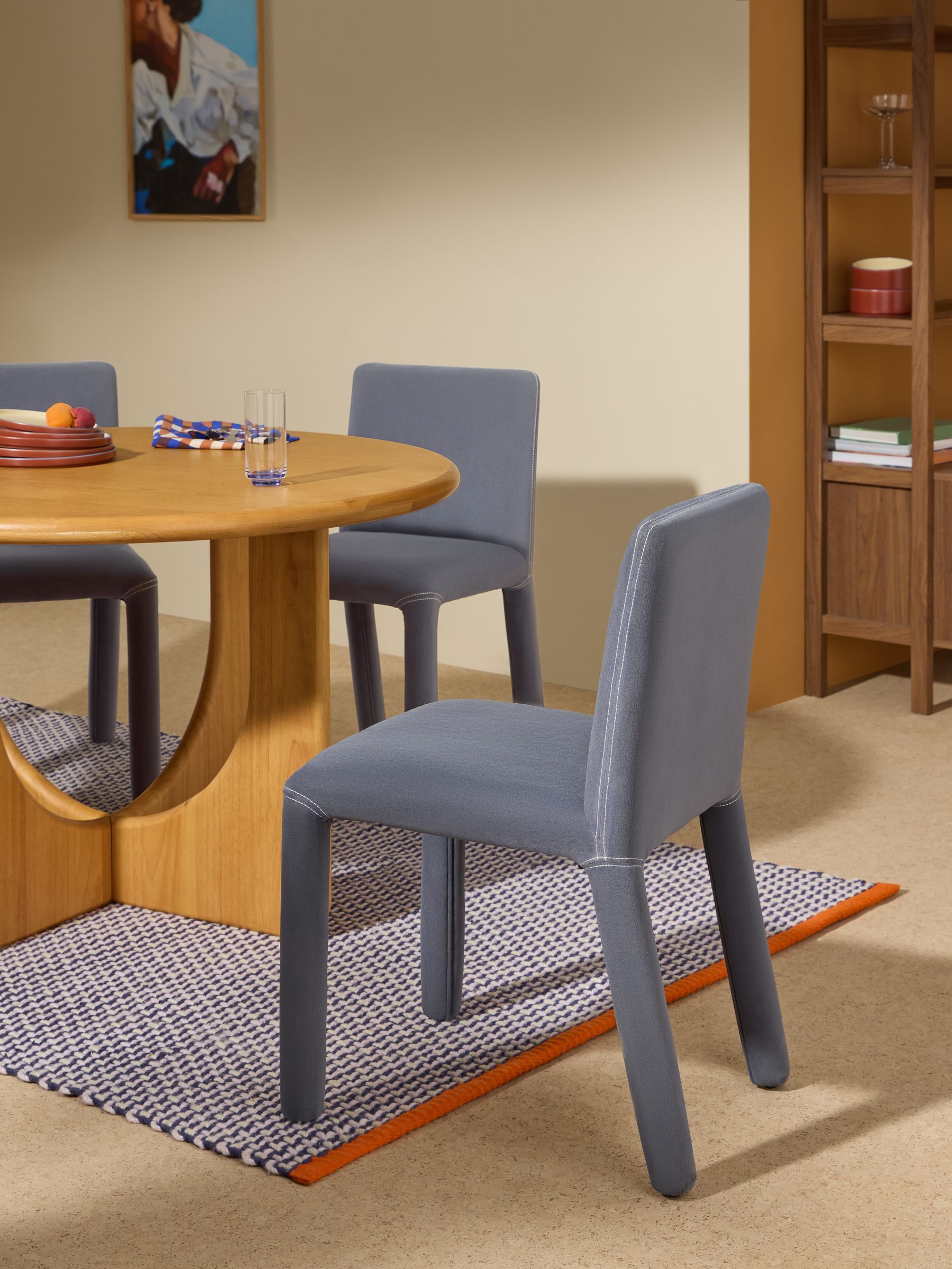 Set of 2 Lyric Dining Chairs in Navy Brushed Plain