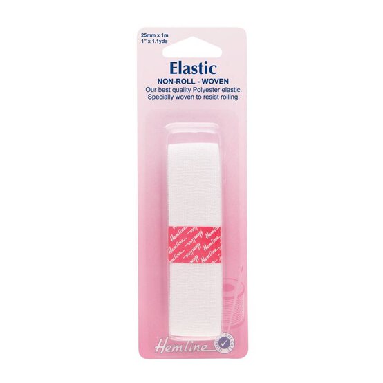Hemline Non-Roll Elastic 25mm x 1m
