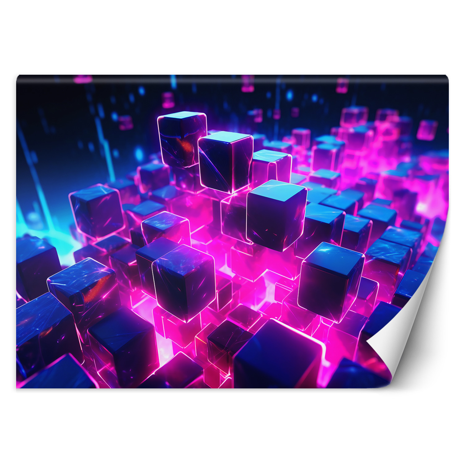Feeby Fototapeta, Neonowe kostki abstrakcja 3D 150x105