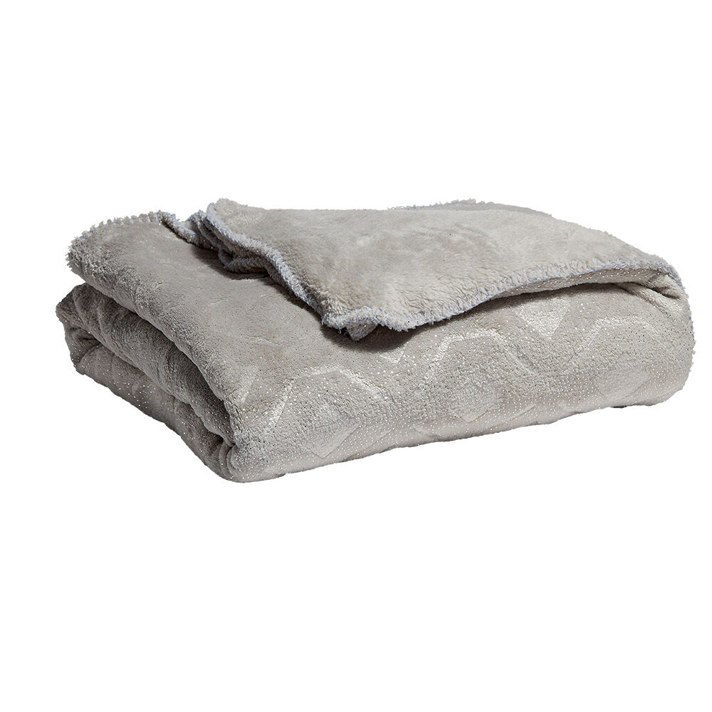 Jeté de canapé gris pailletté à l'effet fourrure