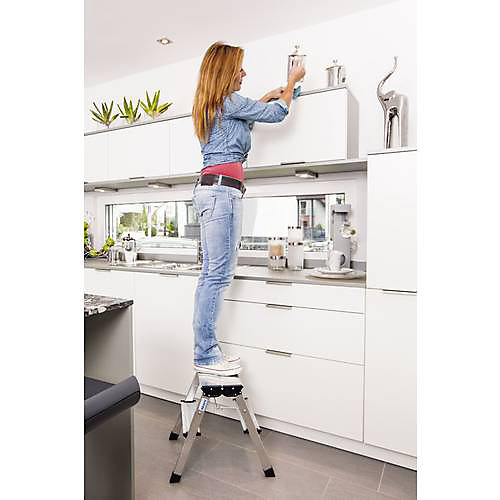 Marchepied double pliant Treppy Krause 130013 - marchepied aluminium 2 marches hauteur travail 2,45 m