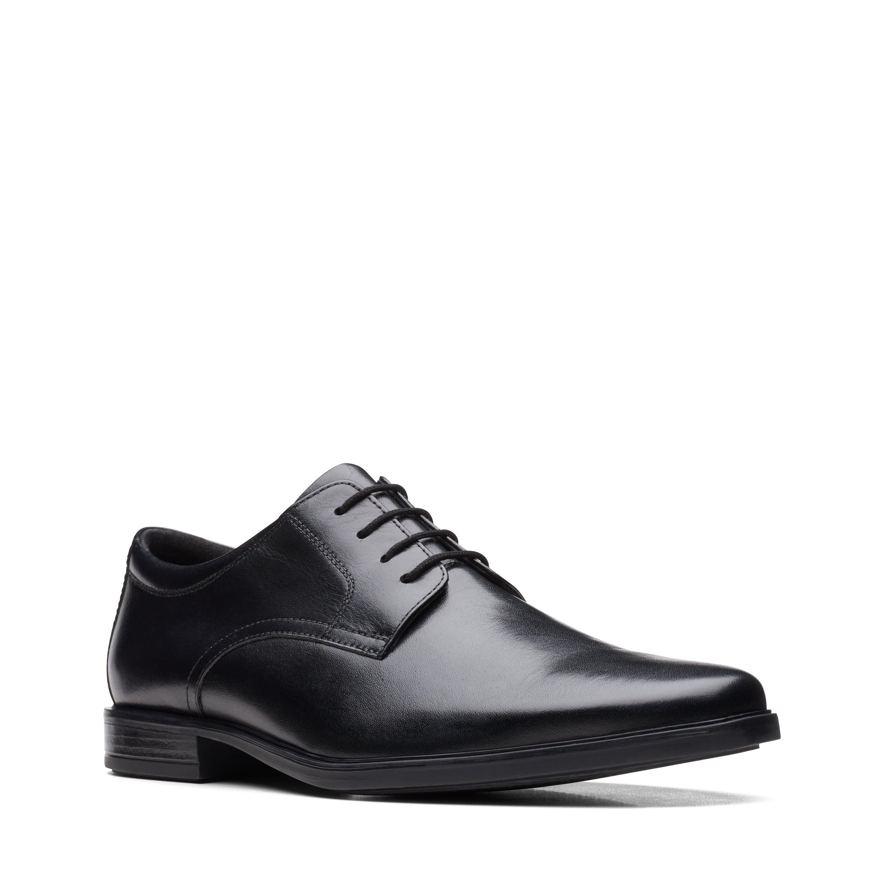 Clarks Howard Walk Black Leather Lace Up,Derby Shoes