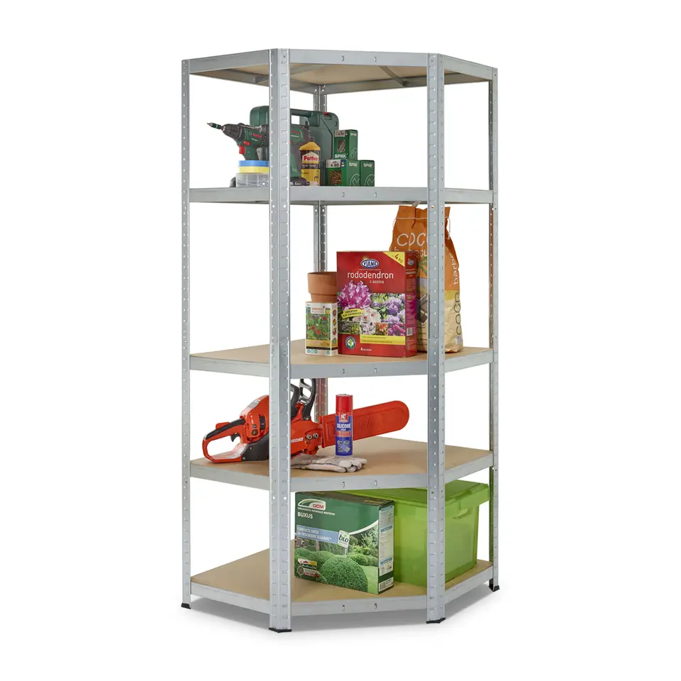 Avasco Stellingkast - Zilver - Opbergrek met hoek metaal - 176x75x40cm