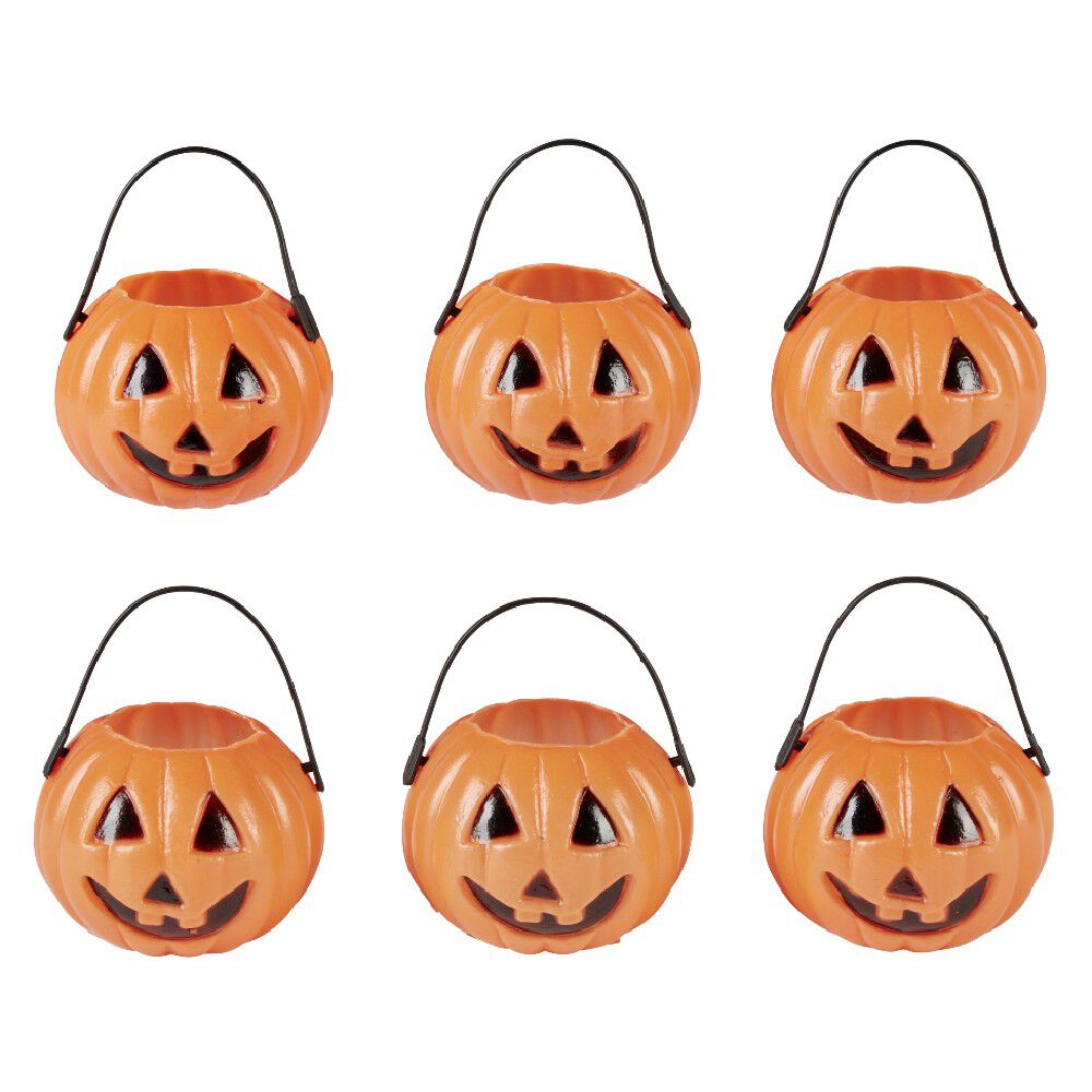 Mini seau à bonbon Halloween citrouille x6