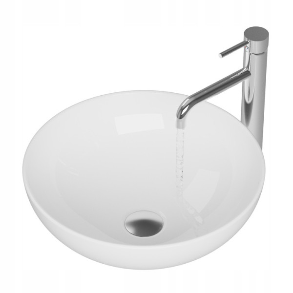 Umywalka nablatowa okrągła biała ceramiczna na blat Alba