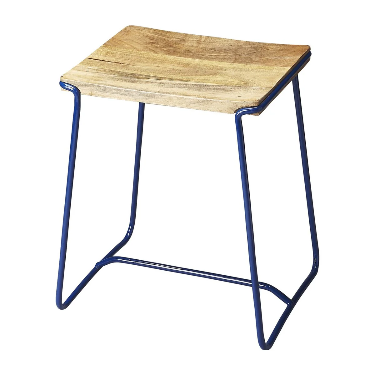 Sleek Wood and White Metal Counter Stool