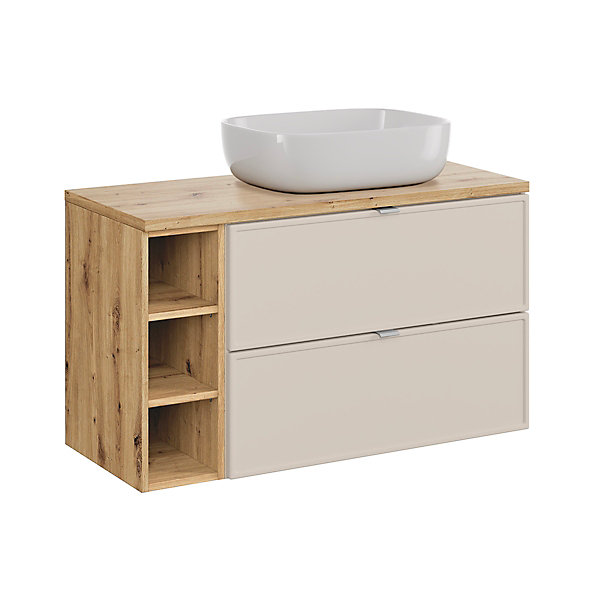 Ensemble meuble simple vasque 100cm 3 niches et colonne Alba Cachemire