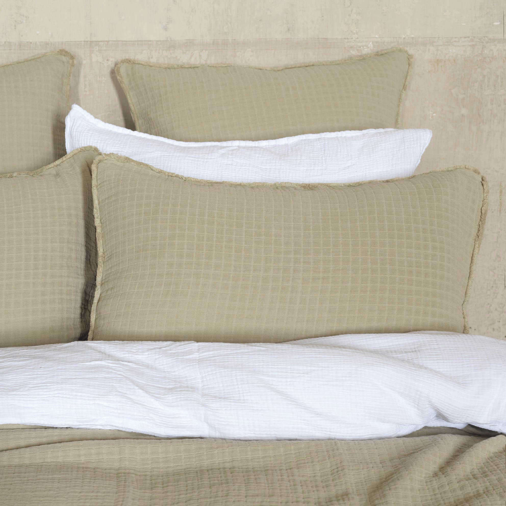 MINORQUE - Housse de coussin gaze de coton mastic 65X65 CM