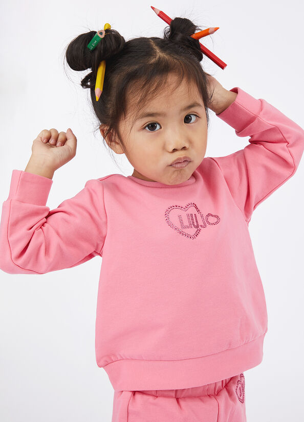 Felpa con logo e strass