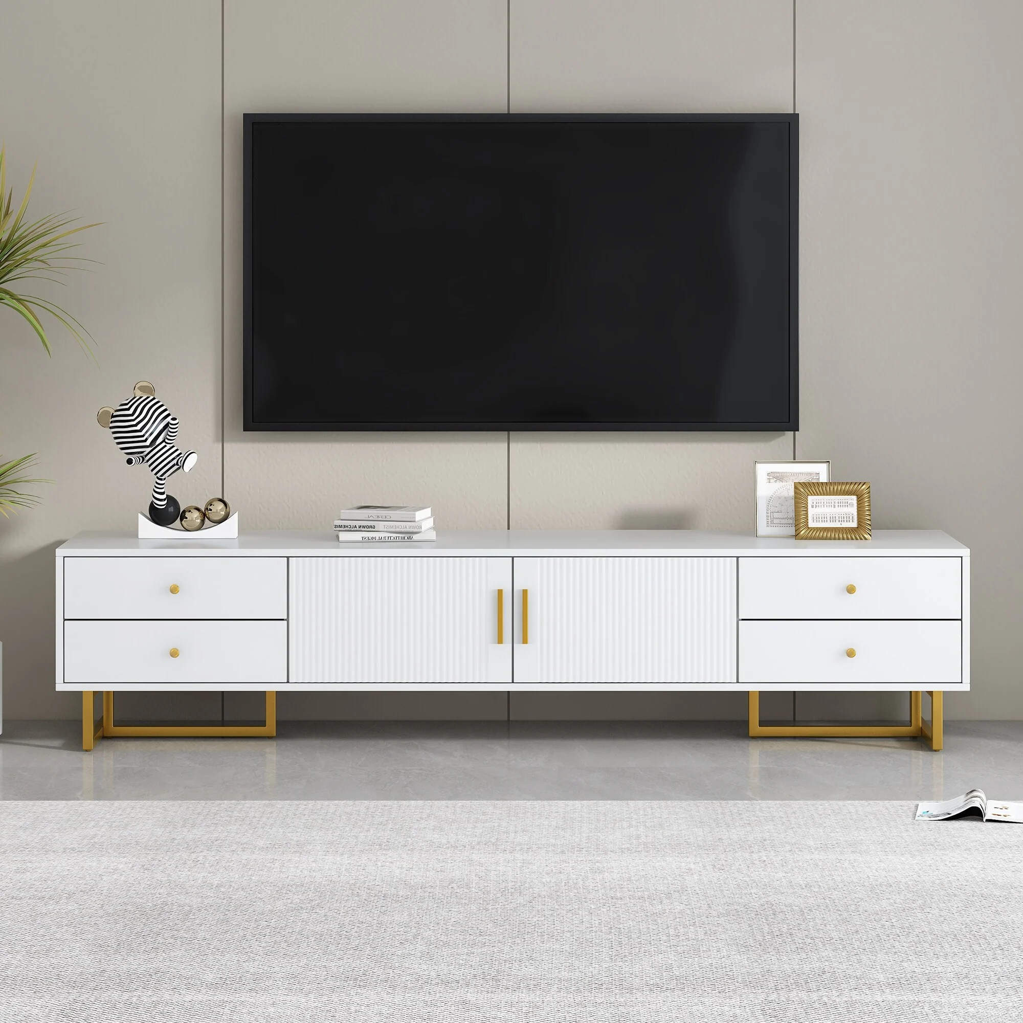 TV Stand for 65+ Inch TV, Entertainment Center TV Media Console Table, Modern TV Stand with Storage,TV Console Cabinet Furniture