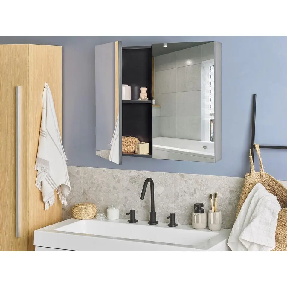 NAVARRA - Badkamermeubel - Zwart - 80 x 70 cm - Multiplex