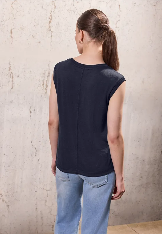 Leinen-Look Shirt mit Tape