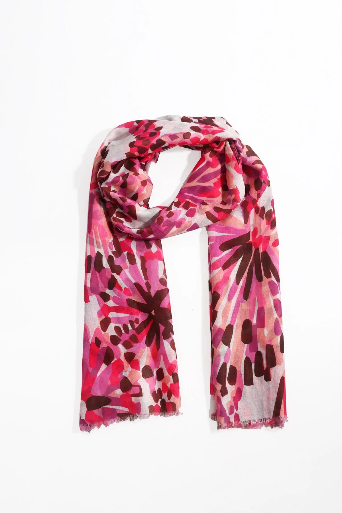 Pink Abstract Floral Print Scarf