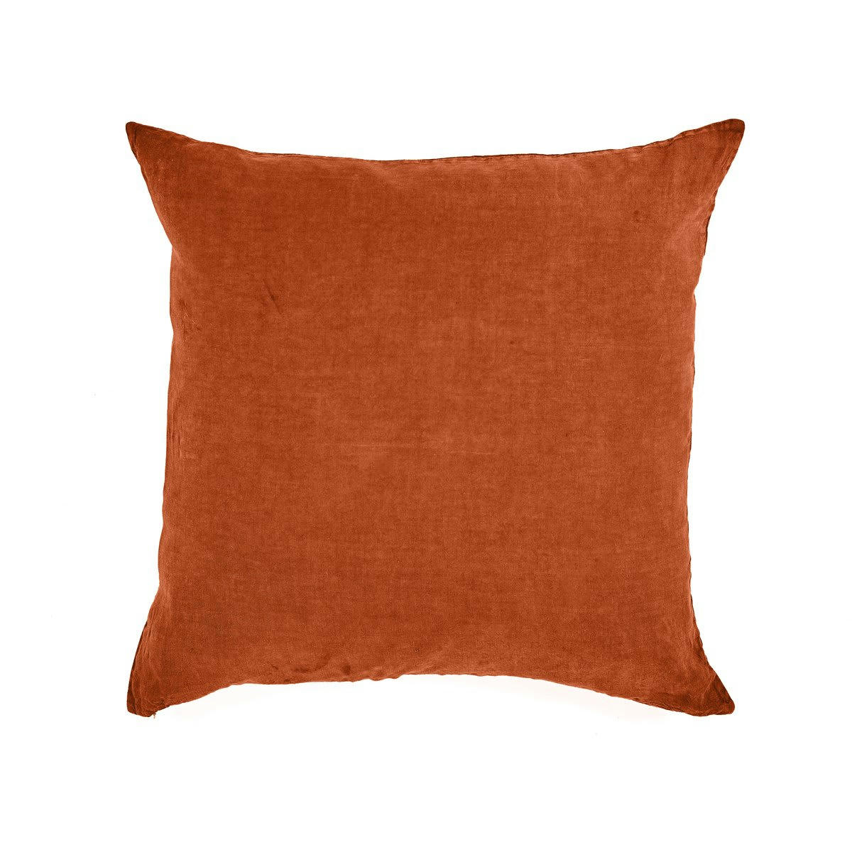 BASES DE LA LITERIE - Taie d'oreiller en lin pur lavé Orange Foncé 65x65