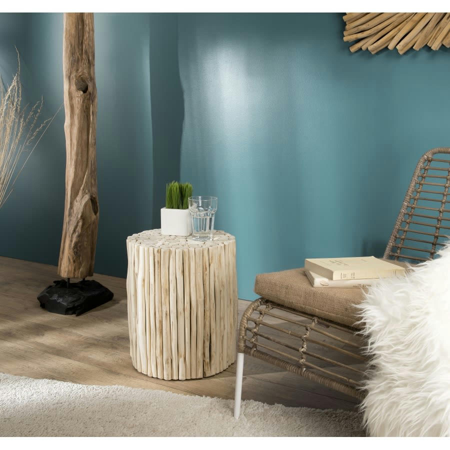 LALY - Table d'appoint ronde nature petites branches en bois D34