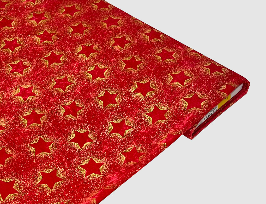 Pannesamt Sterne Rot, Gold