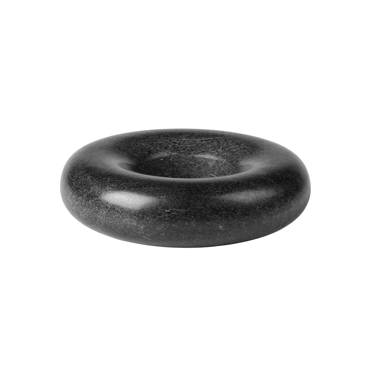 Broste Copenhagen - Torus Kerzenhalter, Ø 17,5 x H 5 cm, Marmor schwarz
