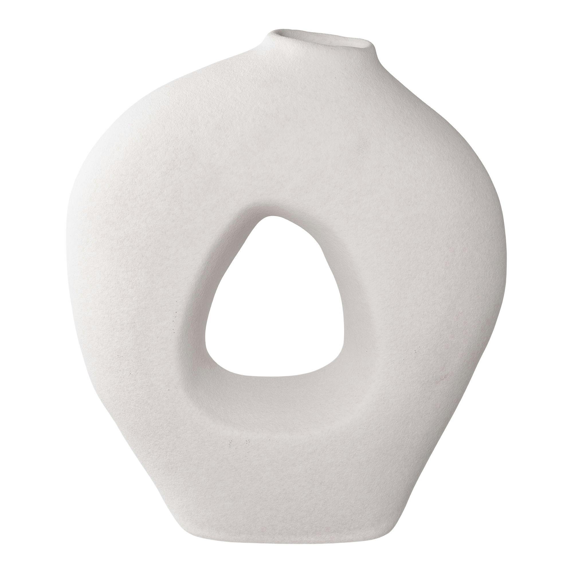 Vase donut en céramique blanche