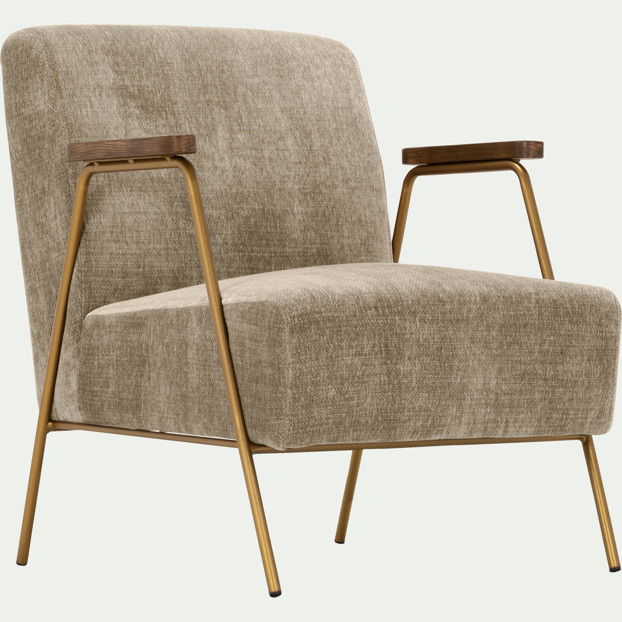 FABRON - Fauteuil en velours - brun châtaigner