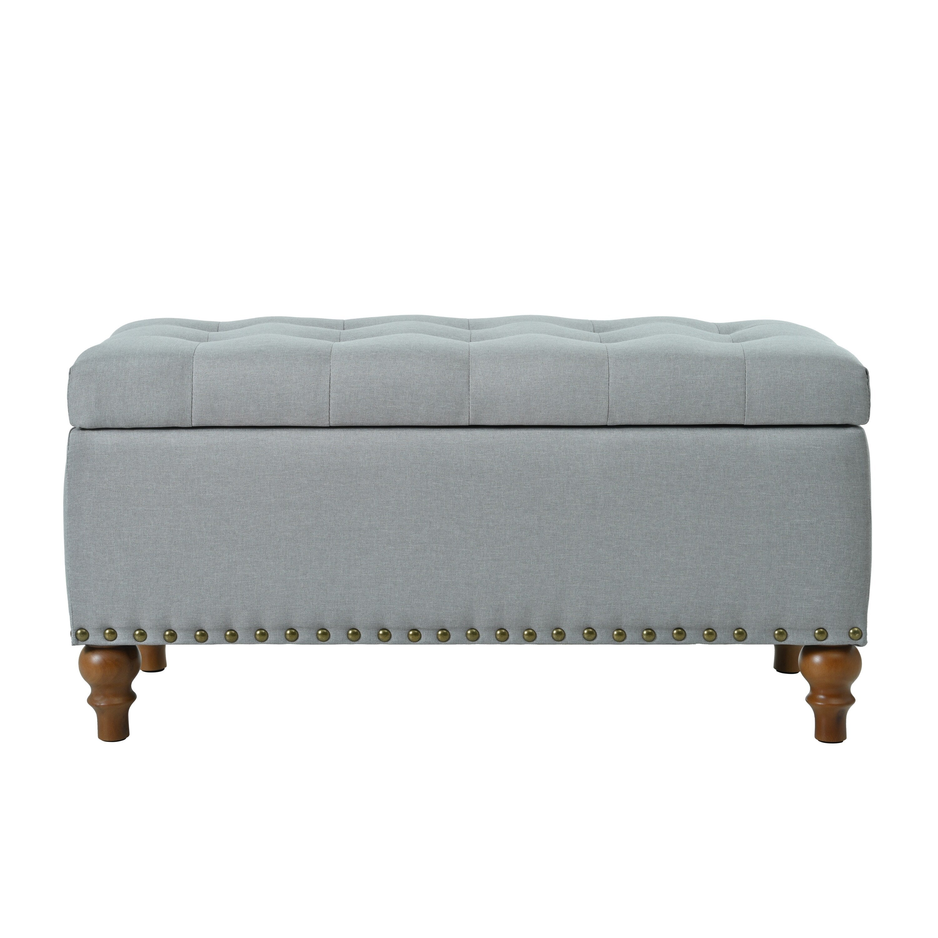 Farmhouse Style Fabric Solid Wood Storage Bench with Flip Top