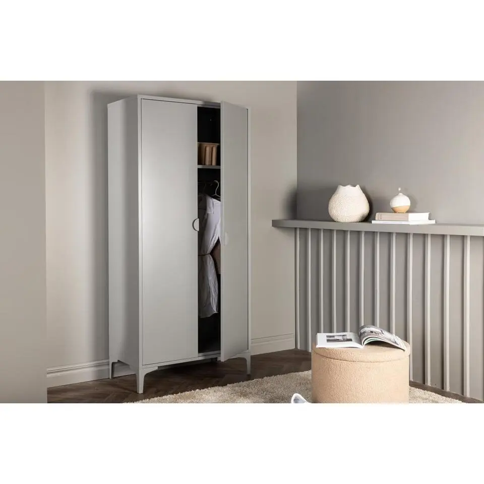 Svea - Salvo kledingkast - 85 x 183 cm - lichtgrijs