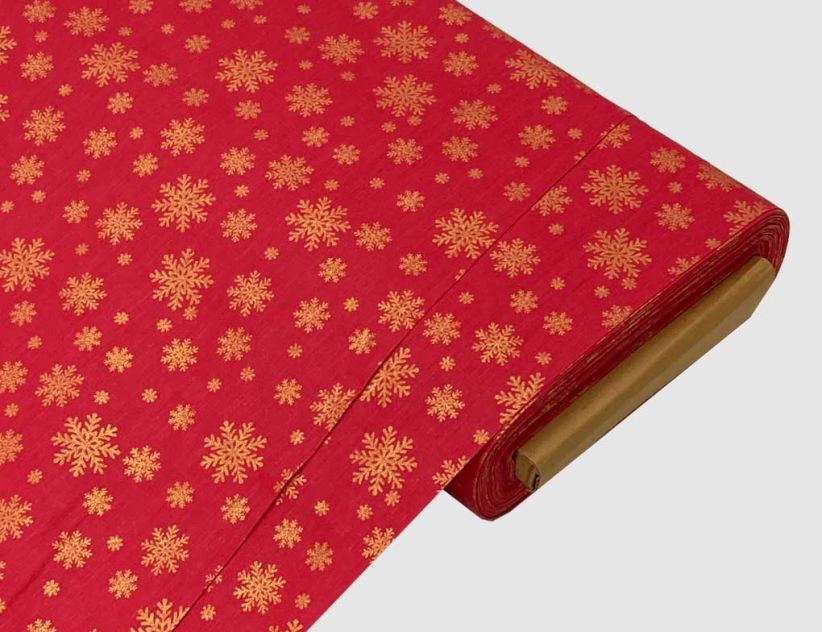 Dekostoff Flocken Rot, Gold