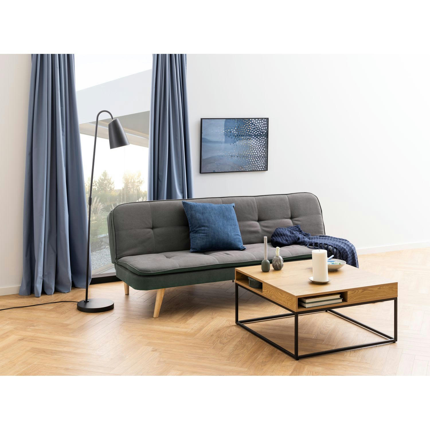 ALBERTO - Table basse 2 niches ouvertes en métal et mdf marron