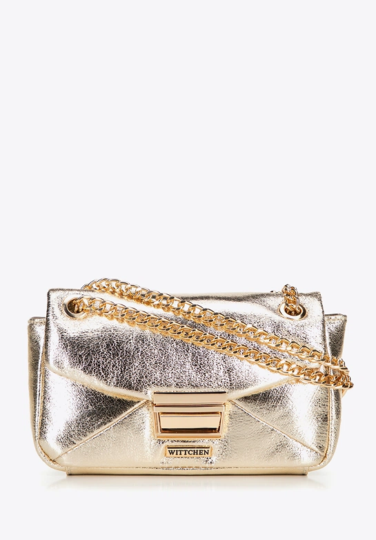 Minitorebka crossbody z połyskującej ekoskóry złota