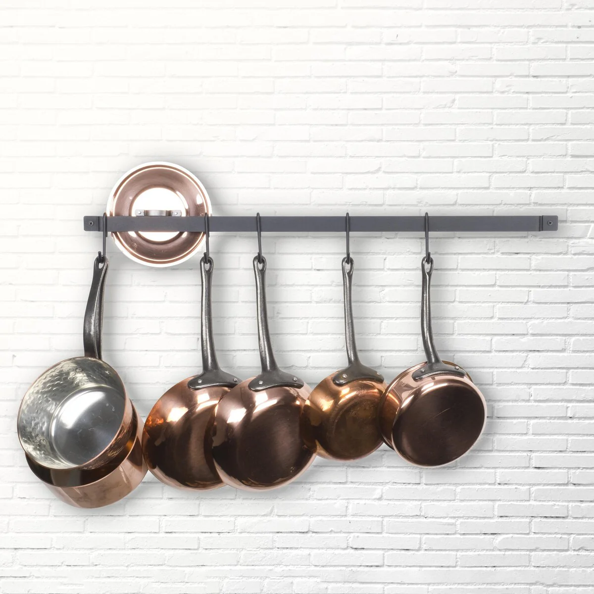 Wallniture Casto 30 Pots & Pans Holder with 15 Hooks, Steel Kitchen Rack, Black