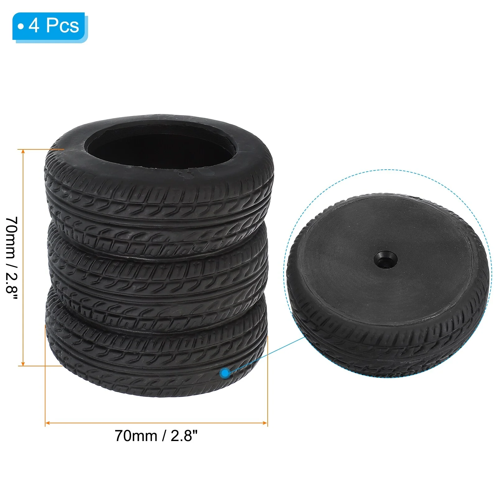 Car Tire Pencil Holder, Pen Holder for Desk Rubber Pencil Holders - 70 x 70 x 70mm