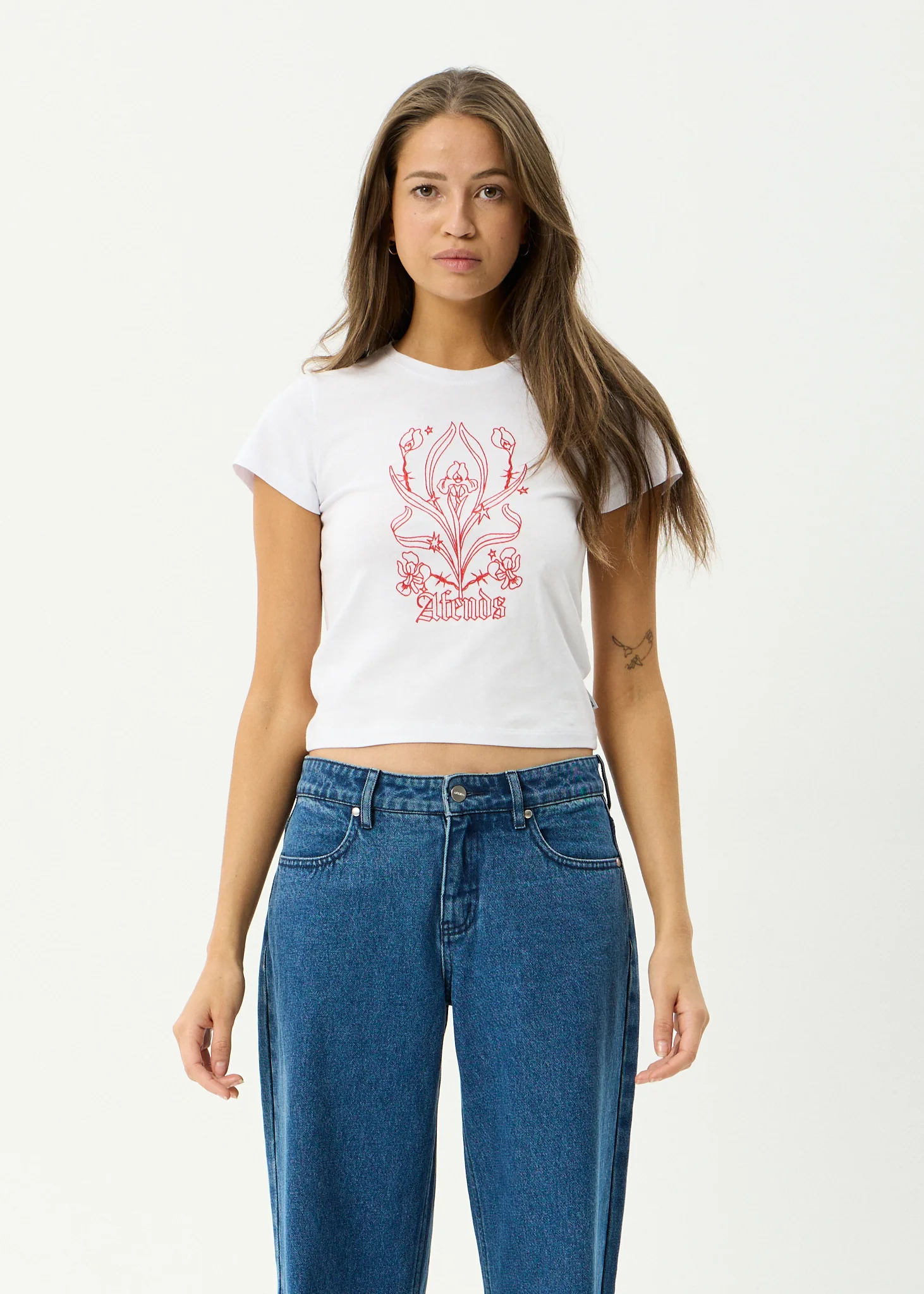 AFENDS Womens Good Nature - Baby Tee - White
