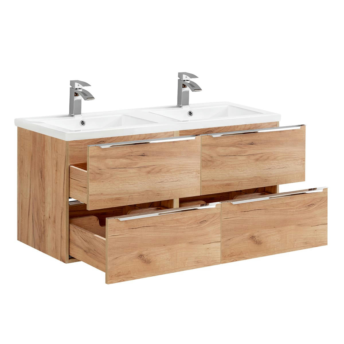 - Meuble double vasque encastrée 120cm naturel